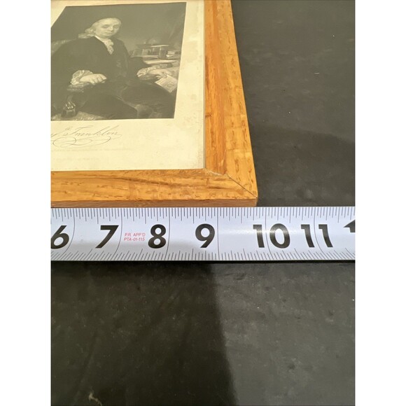 Benjamin Franklin Antique Johnson Wilson & Co New York Art Print Oak Wood Frame - Picture 3 of 11